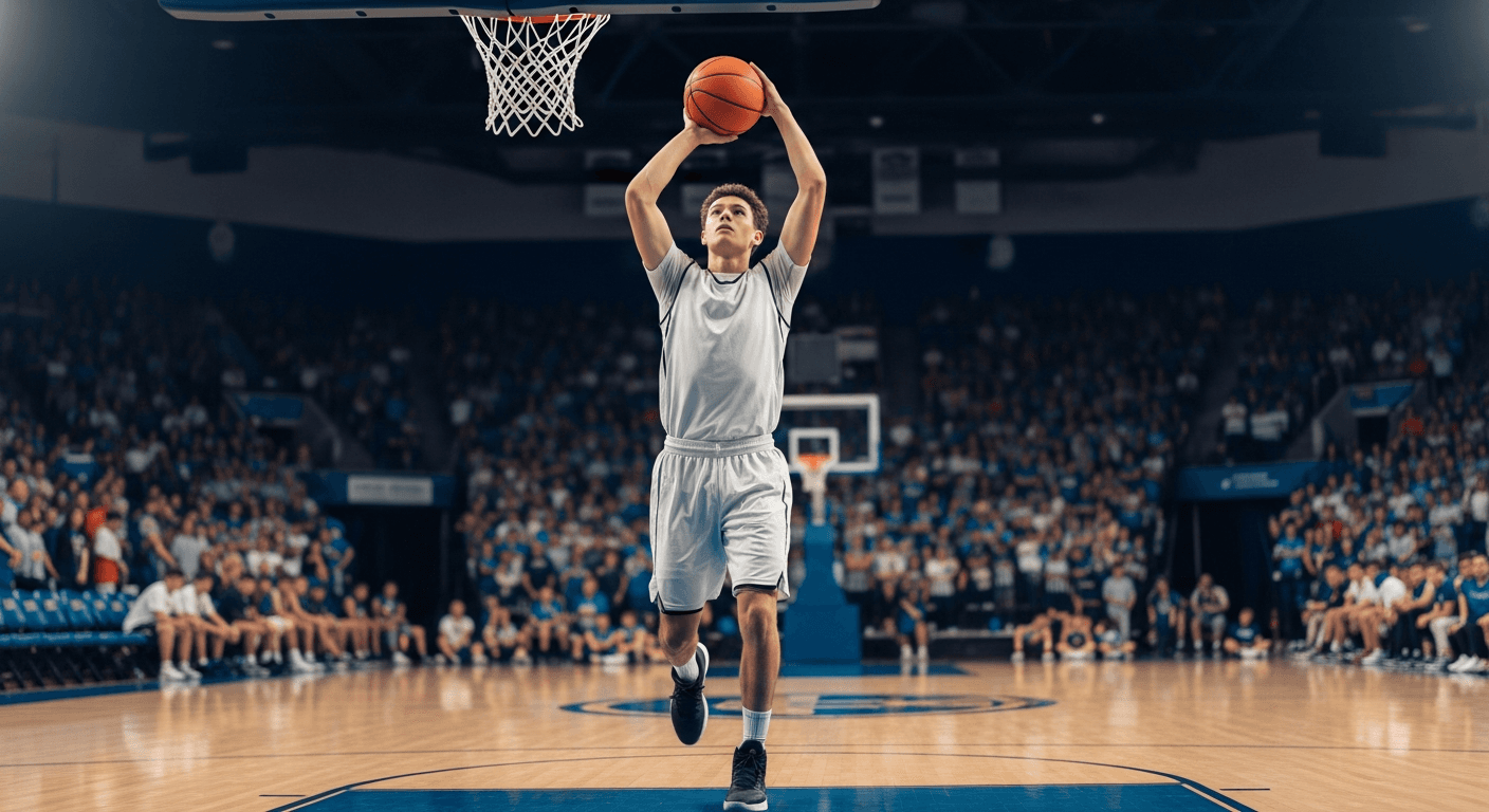 Basketball player dunking